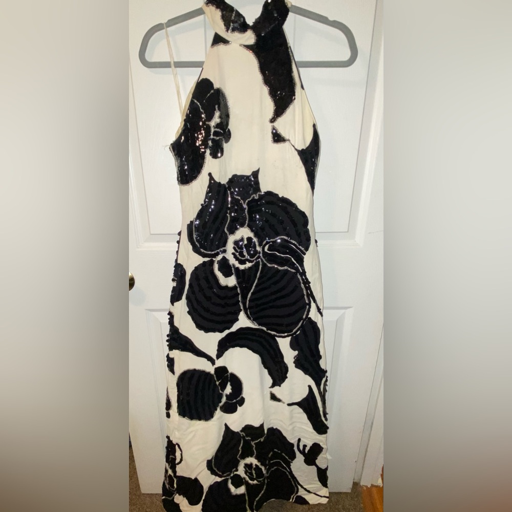 Vintage Mr Blackwell Custom Sequin Black and White Dress